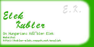 elek kubler business card